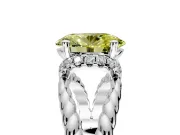 Halo Engagement Ring Setting for Fancy Yellow Oval Center with Rope Twist Split Shank and Prong Head in Platinum