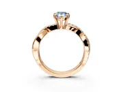 Crossover Engagement Ring Setting for Fancy Blue Pear-Shaped Center with Pave and Plain Strands and Prong Head in Rose Gold
