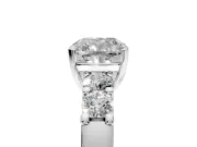5 Stone Engagement Ring Setting for Cushion Cut Center with Plain Band and Prong Head in Sterling Silver