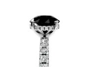 Solitaire Engagement Ring Setting for Fancy Black Round Cut Center with Band of Accents and Prong Head in Platinum
