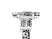 Channel-Set Engagement Ring Setting for Marquise Center with Baguette Band and Prong Head in Sterling Silver