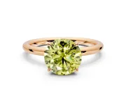 Hidden Halo Engagement Ring Setting for Fancy Yellow Round Cut Center with Thin Rounded Band and Prong Head in Rose Gold