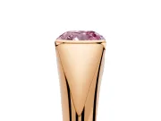 Tension Engagement Ring Setting for Fancy Pink Cushion Cut Center with Wide Tapered Band and Tension Head in Rose Gold