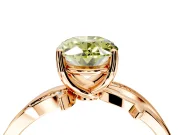 Solitaire Engagement Ring Setting for Fancy Yellow Oval Center with Pave and Plain Crossover Band and Prong Head in Rose Gold