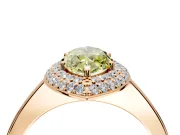 Halo Engagement Ring Setting for Fancy Yellow Marquise Center with Plain Tapered Band and Prong Head in Rose Gold