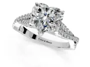 Solitaire Engagement Ring Setting for Heart-Shaped Center with Twisted Pave Split Shank and Prong Head in Sterling Silver
