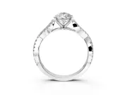 Solitaire Engagement Ring Setting for Pear-Shaped Center with Twisted Pave Split Shank and Prong Head in Platinum