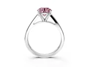 Solitaire Engagement Ring Setting for Fancy Pink Round Cut Center with Tapered Split Shoulders and Prong Head in Sterling Silver