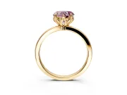 Solitaire Engagement Ring Setting for Fancy Pink Heart-Shaped Center with Thin Rounded Plain Band and Prong Head in Yellow Gold