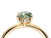 Hidden Halo Engagement Ring Setting for Fancy Green Marquise Center with Thin Rounded Band and Prong Head in Yellow Gold