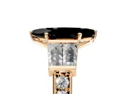 Channel-Set Engagement Ring Setting for Fancy Black Marquise Center with Baguette Band and Prong Head in Rose Gold