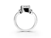 Solitaire Engagement Ring Setting for Asscher Cut Center with Twisted Band and Scroll Prong Head in Sterling Silver