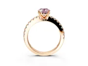 Solitaire Engagement Ring Setting for Fancy Pink Oval Center with Single Row Accent Band and Prong Head in Rose Gold