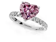 Solitaire Engagement Ring Setting for Fancy Pink Heart-Shaped Center with Shared-Prong Accents and Prong Head in Sterling Silver