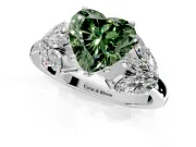 Leaf Cluster Engagement Ring Setting for Fancy Green Heart-Shaped Center with Marquise Accents and Prong Head in Platinum