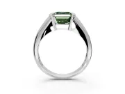 Tension Engagement Ring Setting for Fancy Green Asscher Cut Center with Wide Tapered Band and Tension Head in White Gold