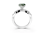 Solitaire Engagement Ring Setting for Fancy Green Heart-Shaped Center with Criss-Cross Accent Band and Prong Head in Platinum