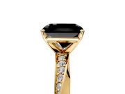 Side Accent Engagement Ring Setting for Fancy Black Radiant Cut Center with Accent Shoulders and Prong Head in Yellow Gold