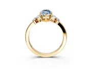 Solitaire Engagement Ring Setting for Fancy Blue Marquise Center with Marquise Flower Shoulders and Prong Head in Yellow Gold