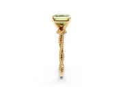Solitaire Engagement Ring Setting for Fancy Yellow Asscher Cut Center with Twist Band and Bead Prong Head in Yellow Gold
