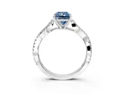 Solitaire Engagement Ring Setting for Fancy Blue Radiant Cut Center with Twisted Pave Split Shank and Prong Head in Sterling Silver
