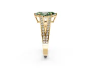 Split Shank Engagement Ring Setting for Fancy Green Marquise Center with Pave Split Shank and Prong Head in Yellow Gold