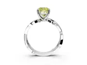 Solitaire Engagement Ring Setting for Fancy Yellow Cushion Cut Center with Pave and Plain Crossover Band and Prong Head in Sterling Silver