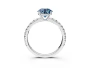 Solitaire Engagement Ring Setting for Fancy Blue Round Cut Center with Large Accent Band and Prong Head in White Gold
