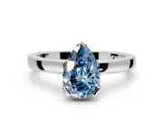 Solitaire Engagement Ring Setting for Fancy Blue Pear-Shaped Center with Plain Band and Flat Tab Prong Head in Sterling Silver