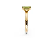 Solitaire Engagement Ring Setting for Fancy Yellow Emerald Cut Center with Thin Rounded Plain Band and Prong Head in Yellow Gold
