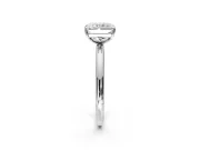 Low-Set Solitaire Engagement Ring Setting for Radiant Cut Center with Thin Plain Band and Prong Head in Platinum