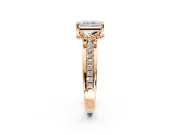 Solitaire Engagement Ring Setting for Radiant Cut Center with Raised Channel Band and Prong Head in Rose Gold