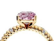 Rope Engagement Ring Setting for Fancy Pink Cushion Cut Center with Accent Shoulders and Prong Head in Yellow Gold