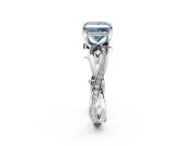 Solitaire Engagement Ring Setting for Fancy Blue Princess Cut Center with Pave and Plain Crossover Band and Prong Head in White Gold
