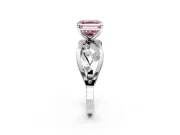 Solitaire Engagement Ring Setting for Fancy Pink Asscher Cut Center with Criss-Cross Accent Band and Prong Head in Platinum