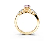 Leaf Cluster Engagement Ring Setting for Fancy Pink Pear-Shaped Center with Marquise Accents and Prong Head in Yellow Gold