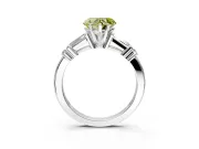 Bar-Set Engagement Ring Setting for Fancy Yellow Heart-Shaped Center with Tapered Baguette Accents and Prong Head in Platinum