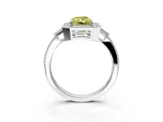 Halo Engagement Ring Setting for Fancy Yellow Radiant Cut Center with Milgrain Rim, Pave Band and Prong Head in Sterling Silver