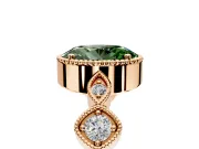Vintage Station Engagement Ring Setting for Fancy Green Oval Center with Accents and Prong Head in Rose Gold