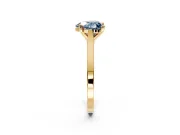Solitaire Engagement Ring Setting for Fancy Blue Heart-Shaped Center with Tapered Shoulders and Prong Head in Yellow Gold