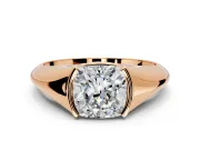 Tension Engagement Ring Setting for Cushion Cut Center with Wide Tapered Band and Tension Head in Rose Gold