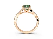 Solitaire Engagement Ring Setting for Fancy Green Cushion Cut Center with Twisted Pave Split Shank and Prong Head in Rose Gold