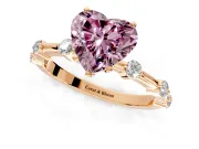 Solitaire Engagement Ring Setting for Fancy Pink Heart-Shaped Center with Bezel Station Band and Prong Head in Rose Gold