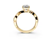 Crossover Engagement Ring Setting for Radiant Cut Center with Pave and Plain Strands and Prong Head in Yellow Gold