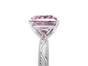 Solitaire Engagement Ring Setting for Fancy Pink Princess Cut Center with Engraved Milgrain Band and Prong Head in Platinum