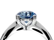 Solitaire Engagement Ring Setting for Fancy Blue Round Cut Center with Reverse Tapered Band and Prong Head in Sterling Silver