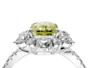 Floral Halo Engagement Ring Setting for Fancy Yellow Radiant Cut Center with Pave Accents and Prong Head in Sterling Silver