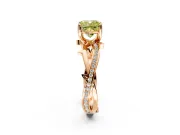 Solitaire Engagement Ring Setting for Fancy Yellow Cushion Cut Center with Pave and Plain Crossover Band and Prong Head in Rose Gold