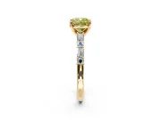 Baguette Engagement Ring Setting for Fancy Yellow Cushion Cut Center with Alternating Bar-Set Band and Prong Head in Yellow Gold