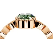 Vintage Station Engagement Ring Setting for Fancy Green Oval Center with Accents and Prong Head in Rose Gold